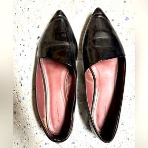 Zara Trafaluc Black Patent Leather Pointy Toed Flats